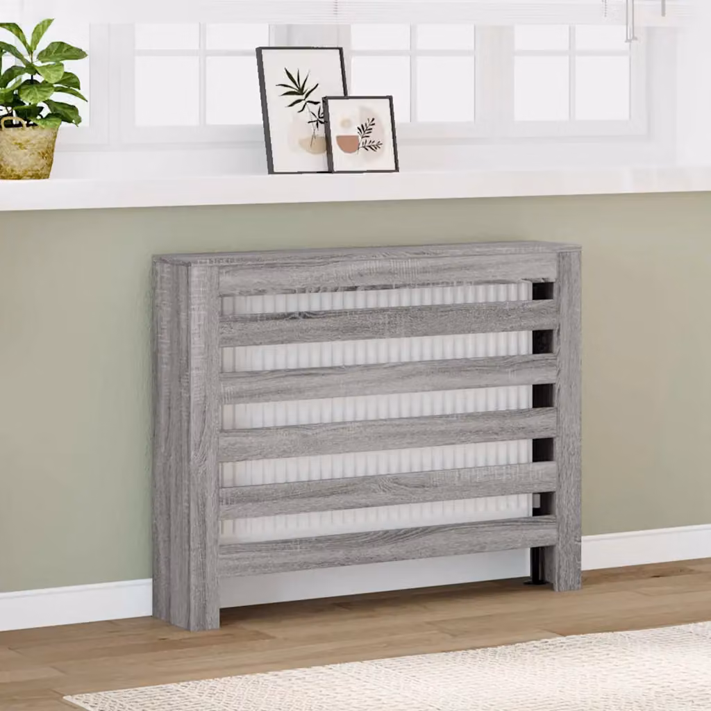 Copertura Termosifone vidaXL in Legno Multistrato Grigio Sonoma L: 104 cm, P: 20 cm, H: 82 cm