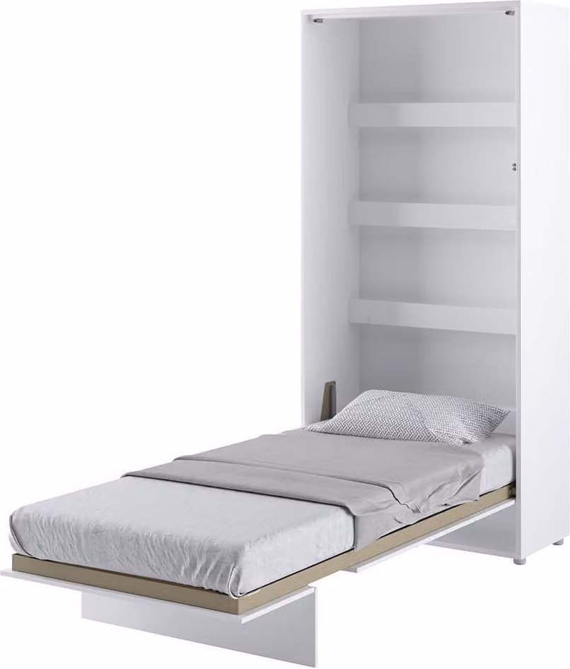 Letto a parete Armadio letto LETTO CONCEPT BC-03 Verticale 90x200 BIANCO GLANZ Letto a parete pieghevole, armadio letto pieghevole, armadio con letto pieghevole integrato, letto funzionale con rete a doghe