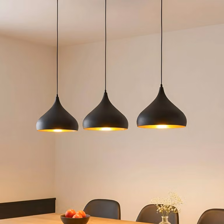 Lampada a sospensione Elamira Lindby, dimmerabile, Nero, Soggiorno / Sala da pranzo, Metallo, Moderno, Lampada a sospensione