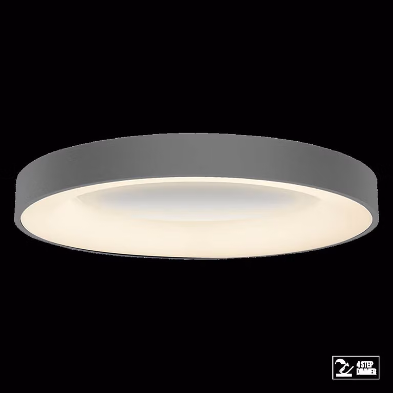 Plafoniera LED GENTIS 80W, 4000K, grigio, Ø: 80 H: 9 cm, dimmerabile in 4 fasi
