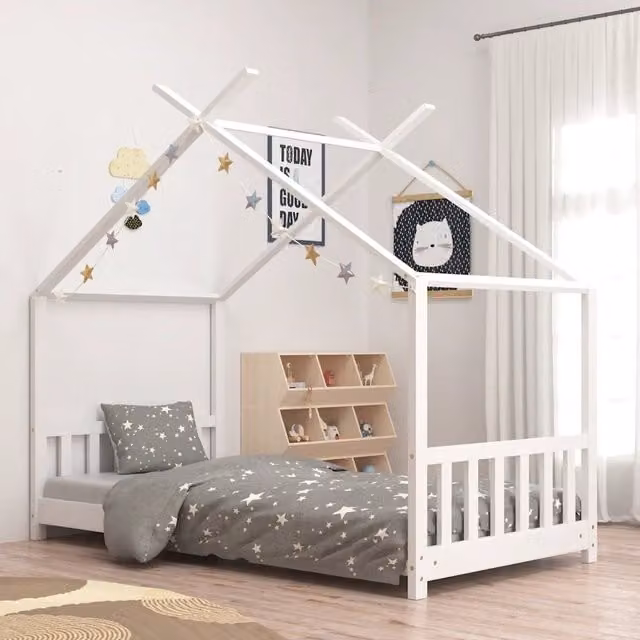 Giroletto per bambini vidaXL in legno massello di pino bianco L: 160 cm, P: 80 cm