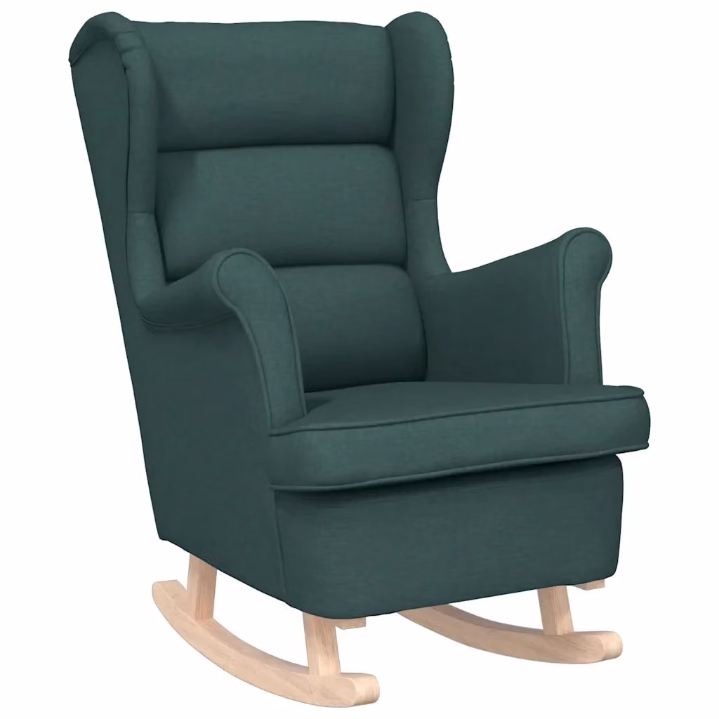 Sedia a dondolo vidaXL in tessuto verde con braccioli e struttura in legno di gomma L: 74 cm, P: 90 cm, H: 102 cm – 2