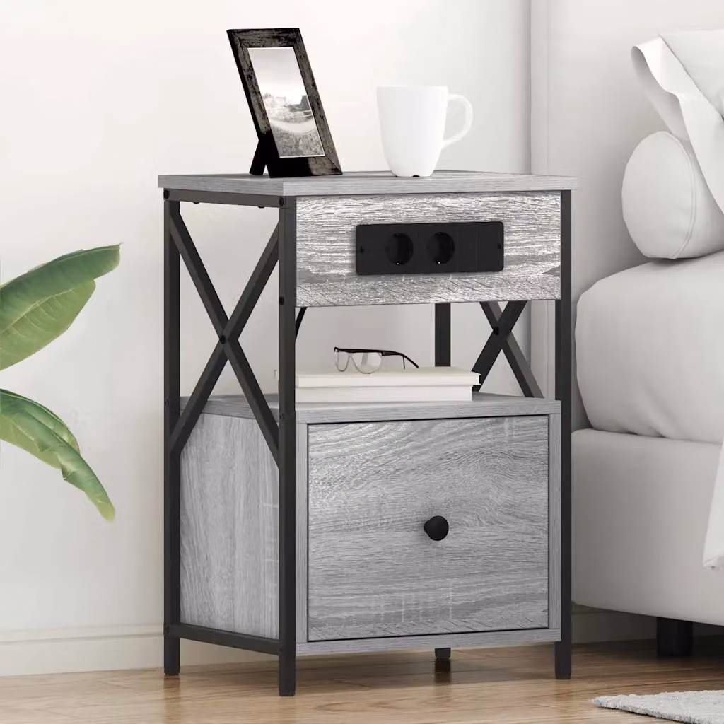 vidaXL Armadio da Notte Grigio Sonoma L: 40 cm, P: 31 cm, H: 60 cm