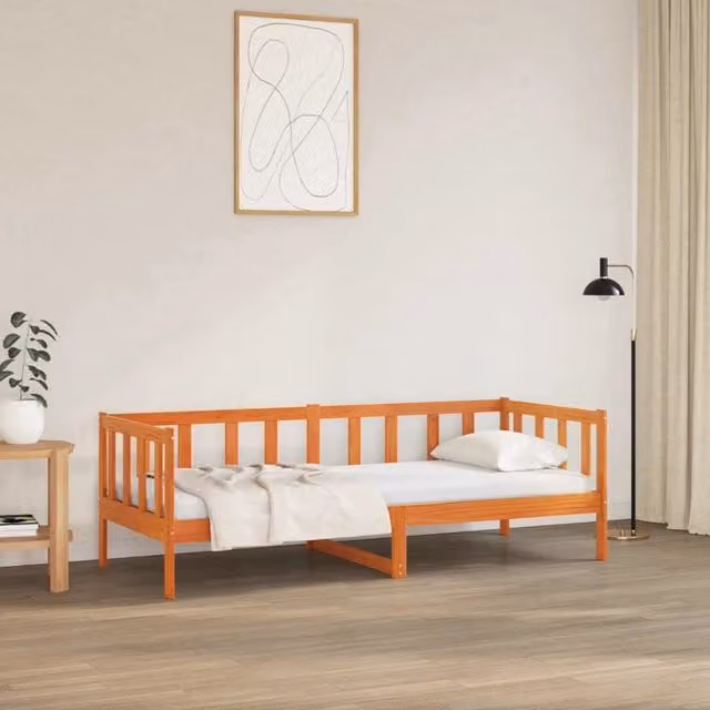Struttura letto in pino massello vidaXL marrone cerato L/P/H: 200 x 80 x 66 cm