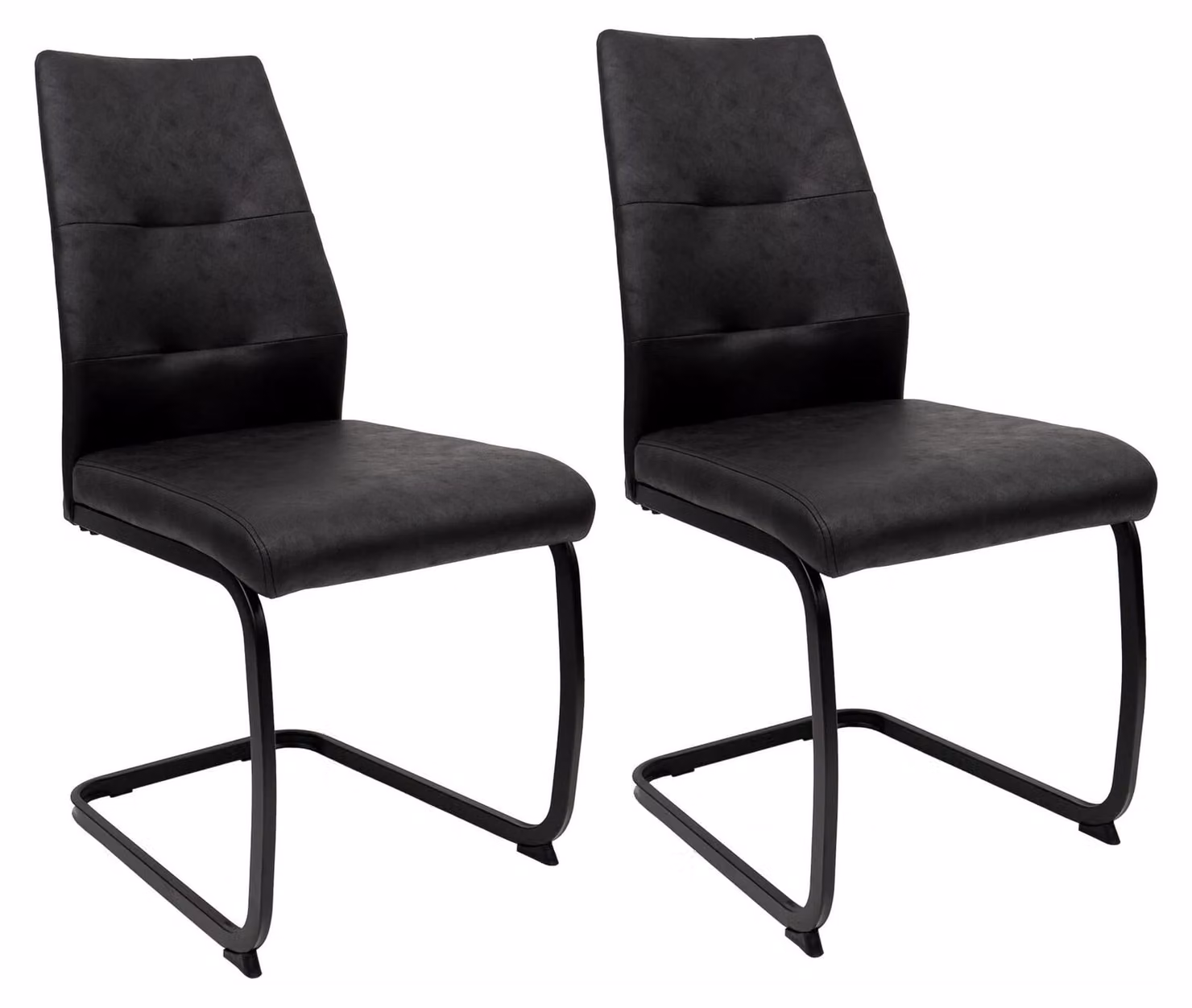Sedie da pranzo moderne in pelle - sedie a sbalzo imbottite con robusta struttura in metallo - sedie girevoli di facile manutenzione con superficie traspirante,Colore:Nero;Quantità:2 pezzi.