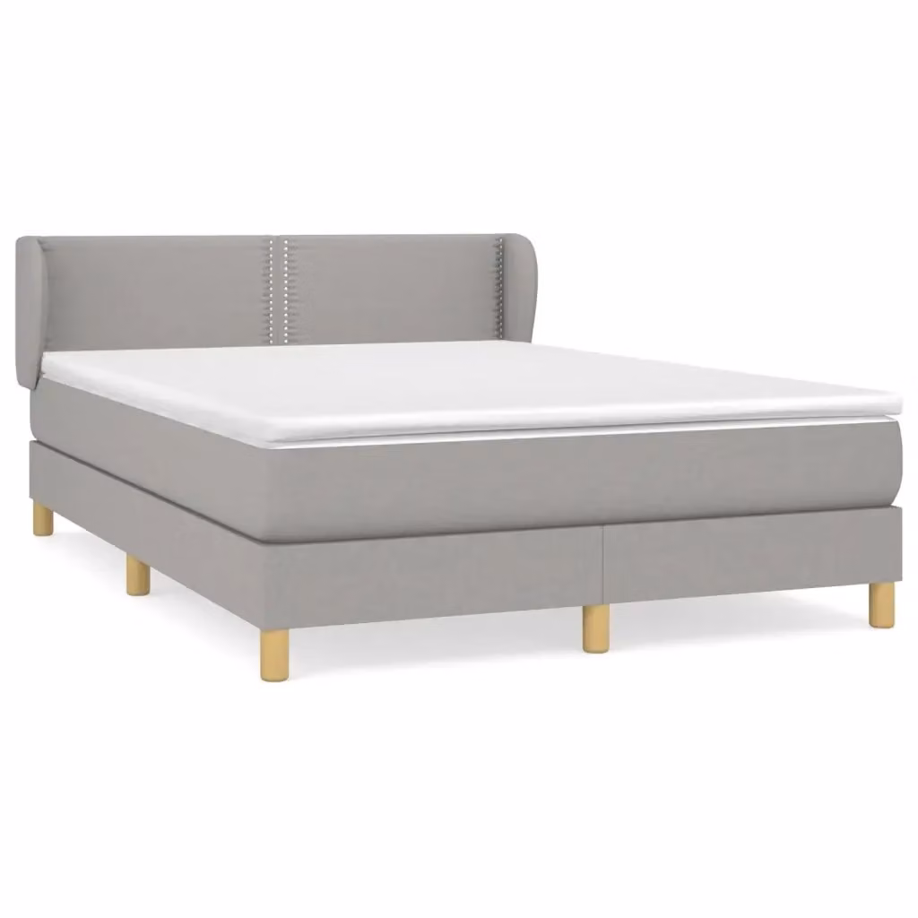 Letto Ibrido vidaXL con Materasso a Molle in Tessuto Grigio e Bianco L/P/H: 193 x 147 x 88 cm – 2
