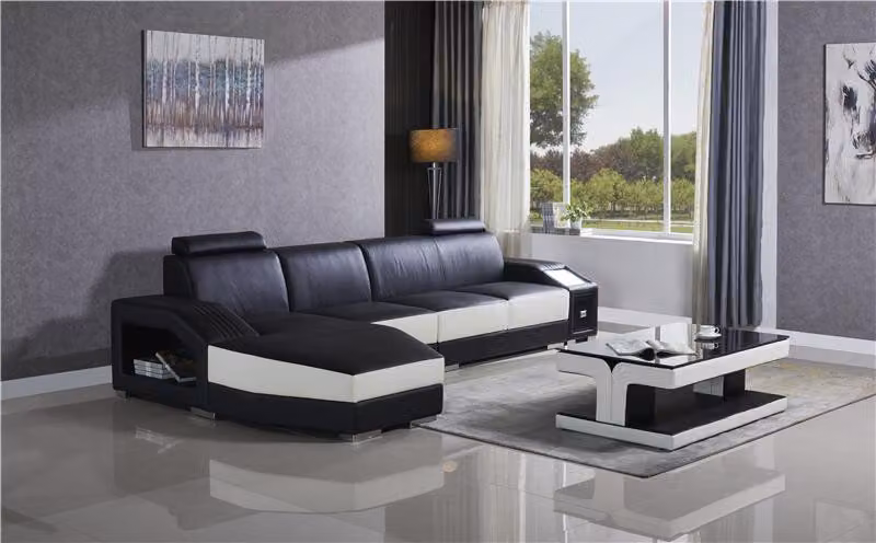 Leder Modern Couch Wohnlandschaft Ledersofa Sofagarnitur Möbel Sofa L-Form