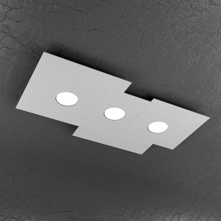 Toplight Plafoniera da soffitto rettangolare Plate con 3 luci, attacco GX53, design moderno, colore grigio, L 65 cm x P 37 cm x H 3 cm