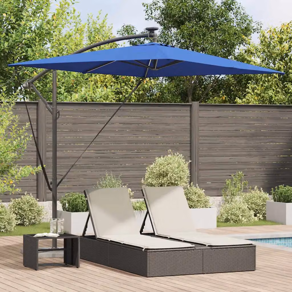Ombrellone a braccio laterale vidaXL in poliestere e alluminio, Azzurro, L: 294 cm, P: 200 cm, H: 270 cm