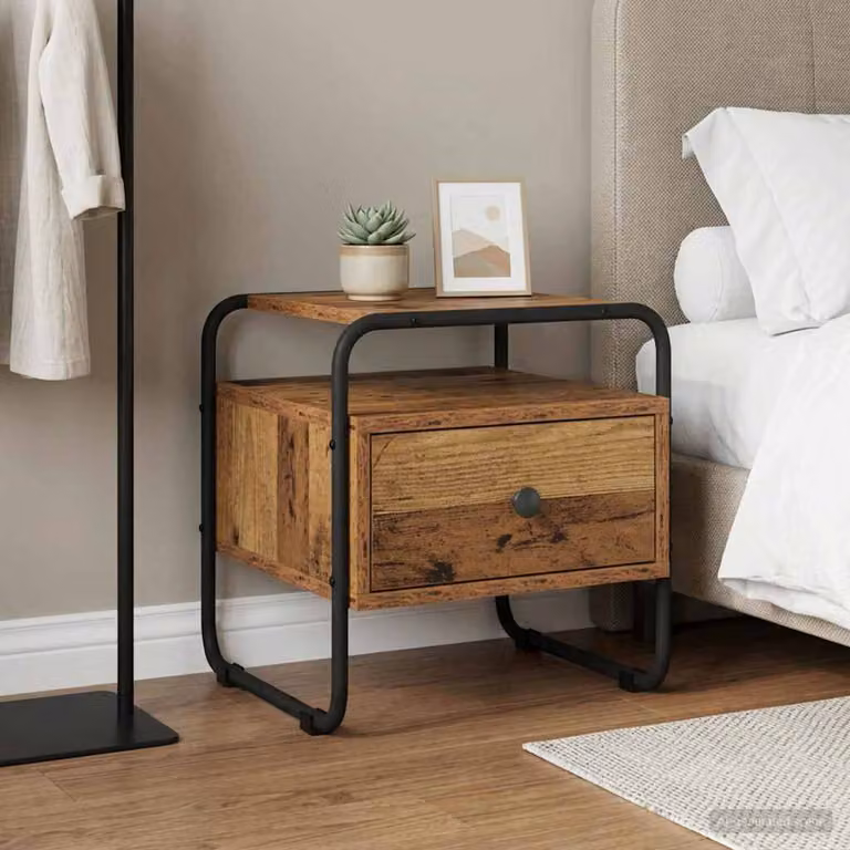 vidaXL Armadio da Notte Moderno in Legno e Metallo Marrone L 40 cm, P 39,5 cm, H 40 cm