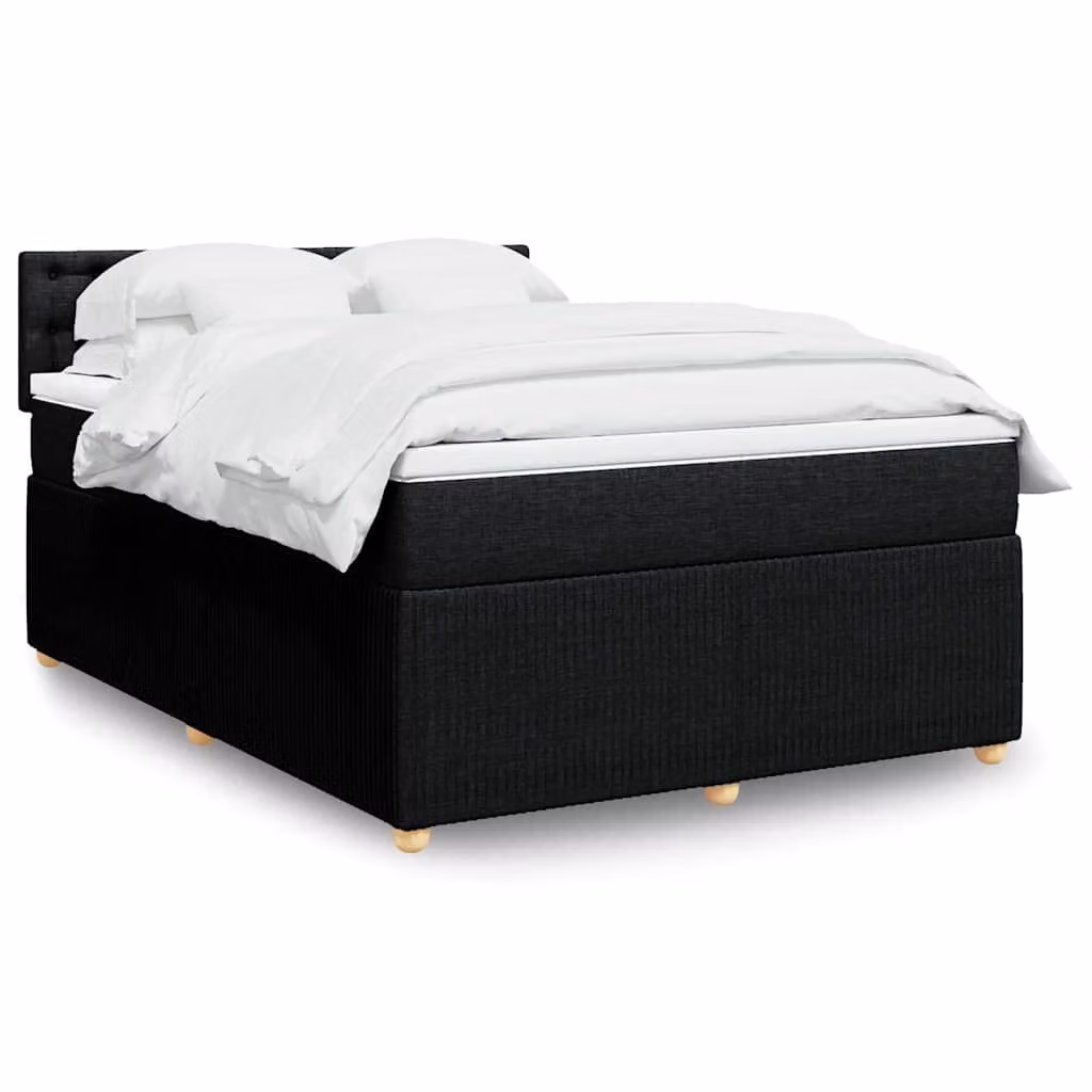 vidaXL Giroletto a Molle con Materasso Ibrido in Tessuto Nero L: 140 cm, P: 200 cm
