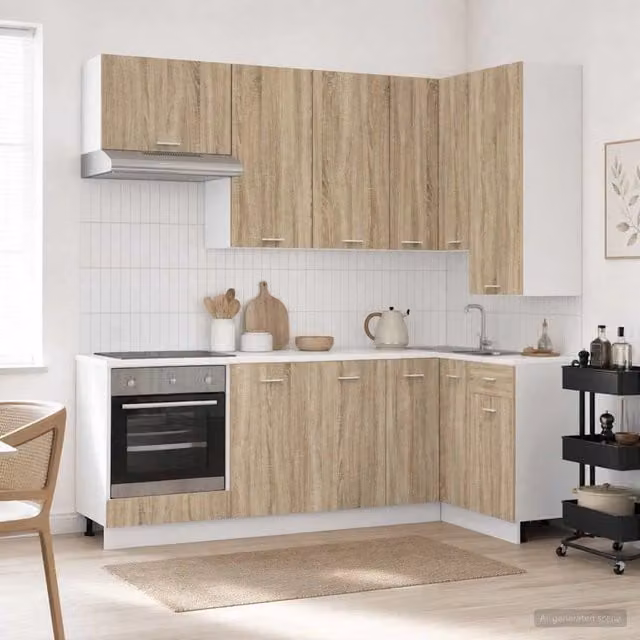 Unità Cucina Moderna vidaXL in Rovere Sonoma Marrone con Ante e Cassetti