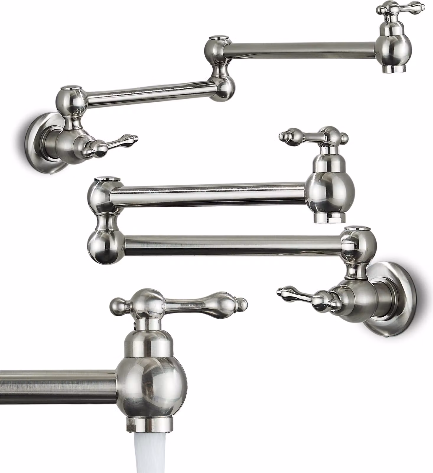 Rubinetto da cucina Ari Concord, miscelatore lavello in acciaio inox satinato, beccuccio pieghevole, aeratore integrato, cartuccia Vetroceramica