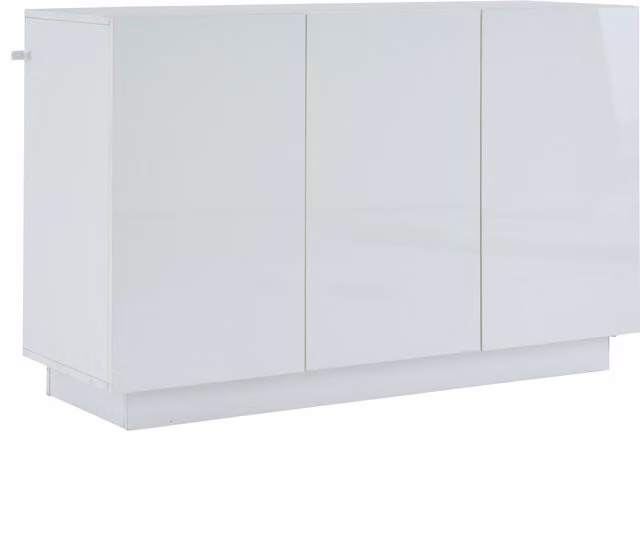 Credenza moderna per sala da pranzo o soggiorno in MDF bianco lucido con illuminazione LED integrata L/P/H: 120 x 40 x 75 cm