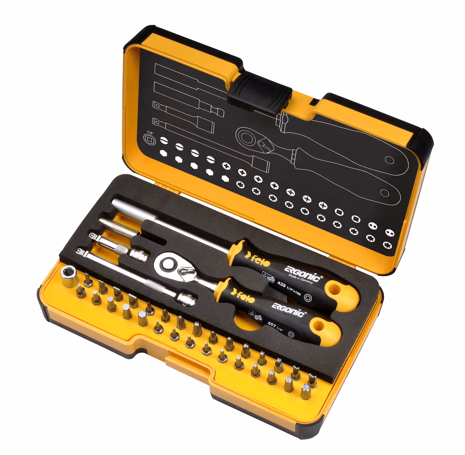 XL-Strongbox "R-GO 36" 1/4" 36 pezzi SL/HEX/PH/PZ/TORX®/SQ/SPANNER/BH/MS