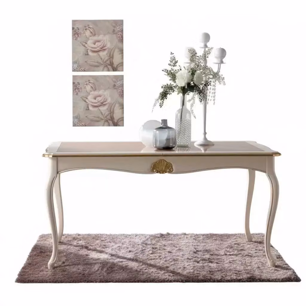 Tavolo rettangolare allungabile in legno stile shabby chic Mobili 2G L: 180 cm, P: 100 cm, H: 78 cm – 1