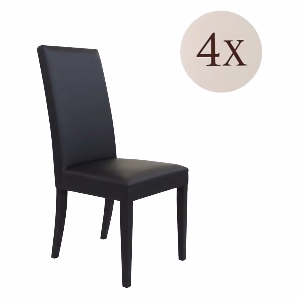 Set di 4 sedie DMORA in ecopelle e legno nero per cucina e soggiorno – 2
