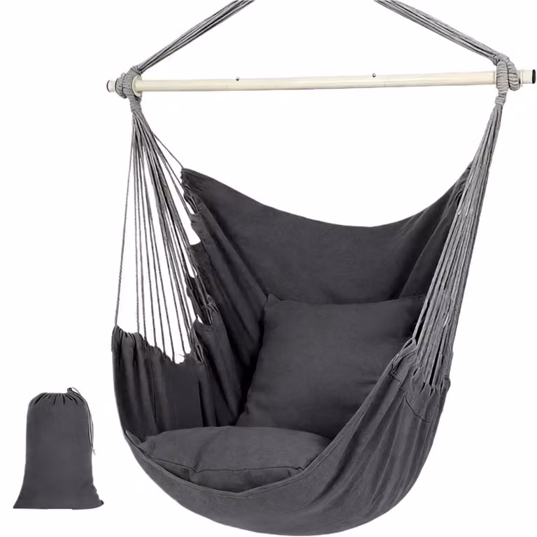 Sedia a dondolo in tessuto – Stile scandinavo con tasche
