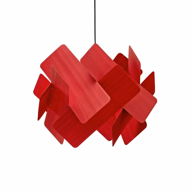 LZF LAMPS Lampada a sospensione Escape, dimmerabile, Rosso, Soggiorno / Sala da pranzo, Legno, Design, Lampada a sospensione