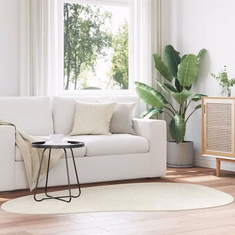 Tappeto moderno vidaXL HUARTE beige in poliestere, lavabile e antiscivolo, L 140 x P 200 cm