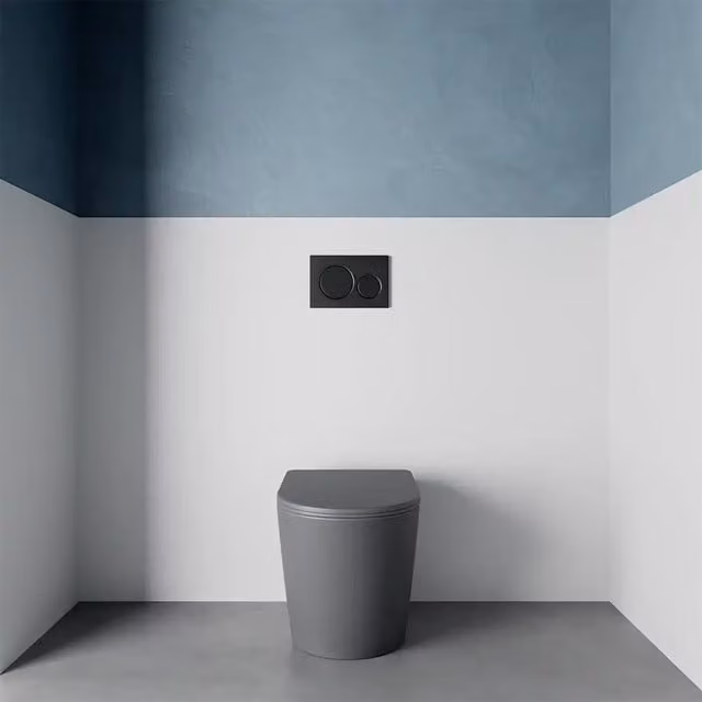 Vaso WC filomuro rimless in ceramica grigio opaco con sedile soft-close | Vienna