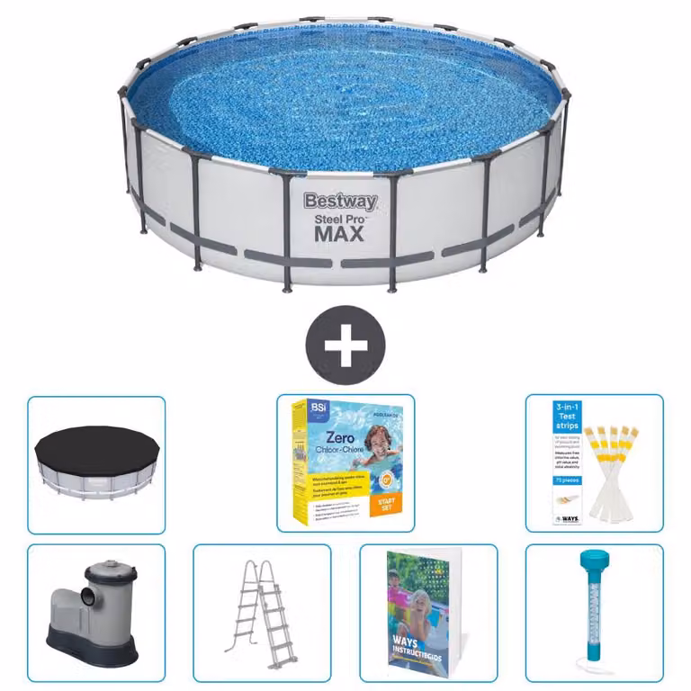 Piscina gonfiabile Bestway Steel Pro MAX, rotonda, 488x122 cm, composta da 6 parti, modello S532