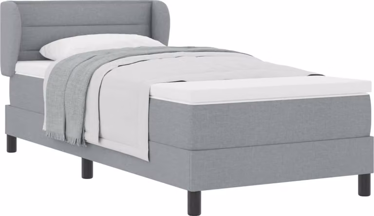 vidaXL Letto a molle con testiera grigio chiaro 90 x 200 cm in tessuto