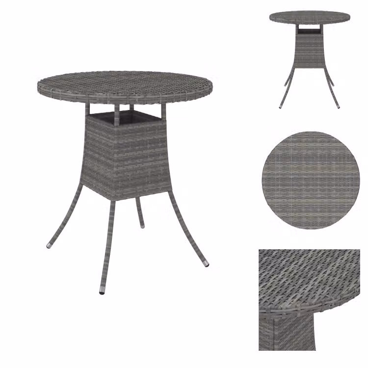 vidaXL Tavolo da giardino grigio 70x70x73 cm in polyrattan -  Tavoli da giardino