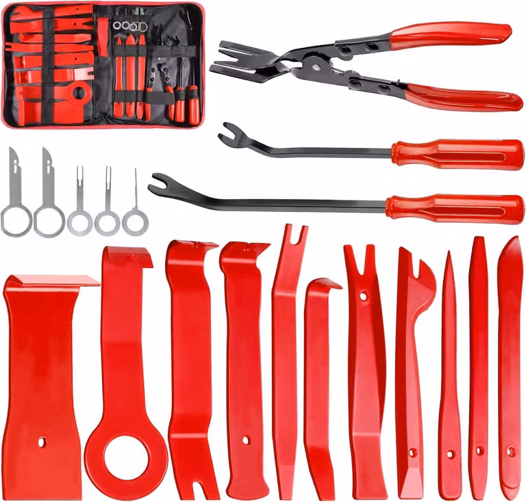 Set di attrezzi da 19 pezzi per la rimozione di guaine, pinza automatica per connettori, kit di fissaggio per strumenti a leva, kit di riparazione, sistema di fissaggio