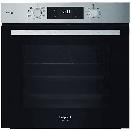 Forno elettrico da incasso Hotpoint Ariston HAO 255HS X, ventilato con funzione vapore, Classe A, Capacità 71 l, L/P/H: 55,8 x 55,1 x 57,0 cm, Nero Acciaio Inox