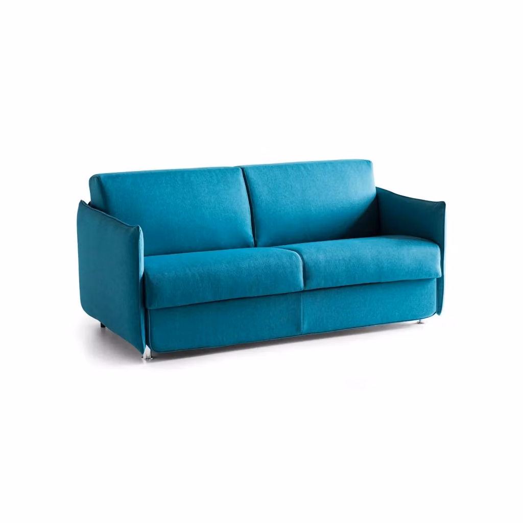 Divano Letto 2 Posti Follina DMORA Made in Italy, Azzurro, L: 160 cm, P: 95 cm – 2