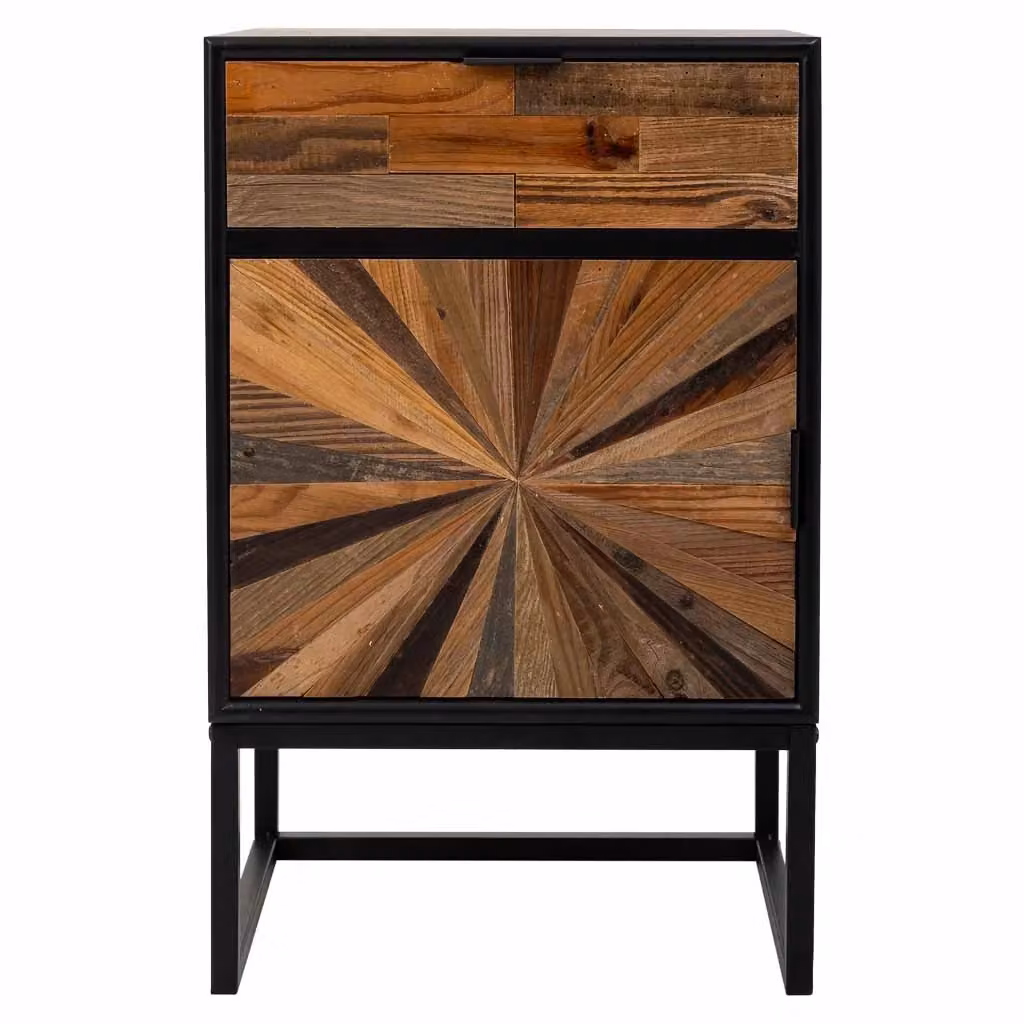 Comodino Wanderlust Deco in legno e metallo marrone con 1 cassetto e 1 vano, L: 44 cm, P: 36 cm, H: 67 cm – 2