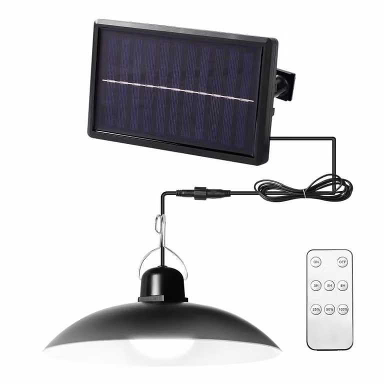 Lampada solare da esterno, lampada a sospensione solare con telecomando, lampada a sospensione LED da esterno per giardino con 1 lampadina, colore della luce: bianco