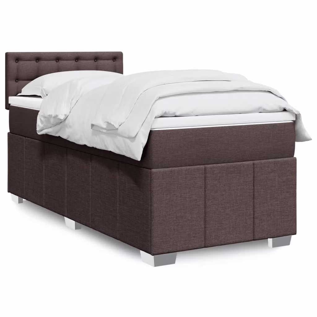 Maison Exclusive - Letto boxspring con materasso marrone scuro 100x200 cm tessuto