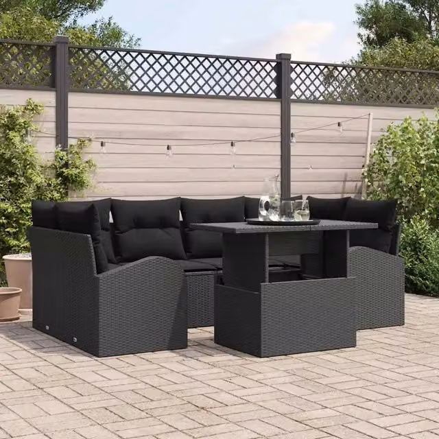 Set Divano da Giardino 7 pz Nero Rattan in Polipropilene 3357316