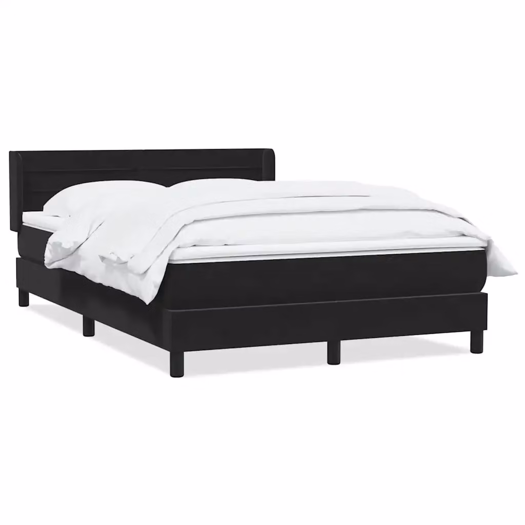 Letto con Giroletto a Molle e Materasso Ibrido vidaXL in Velluto Nero e Bianco L: 163 cm, P: 213 cm, H: 88 cm – 2