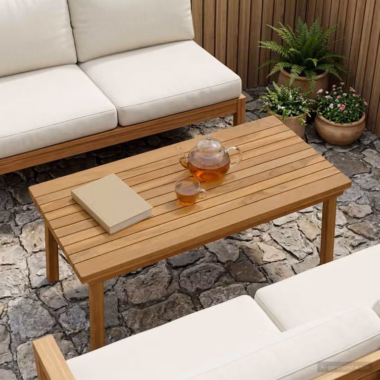 Piano del tavolo rettangolare vidaXL in legno di teak marrone, L: 80 cm, P: 40 cm, H: 3,5 cm