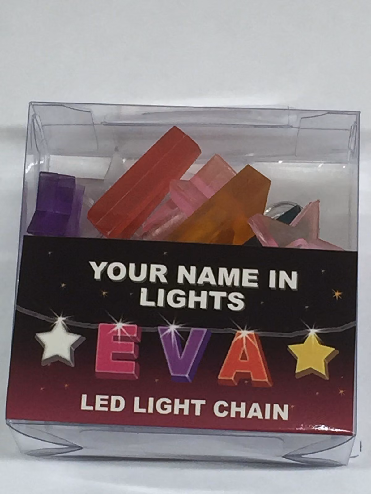 Guirlanda luminosa a LED con lettere – Eva – Alimentazione: 2 batterie AA