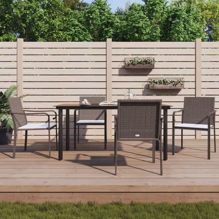 Set da pranzo da giardino vidaXL in polyrattan con tavolo in vetro e 5 pezzi disponibili in marrone, nero o bianco