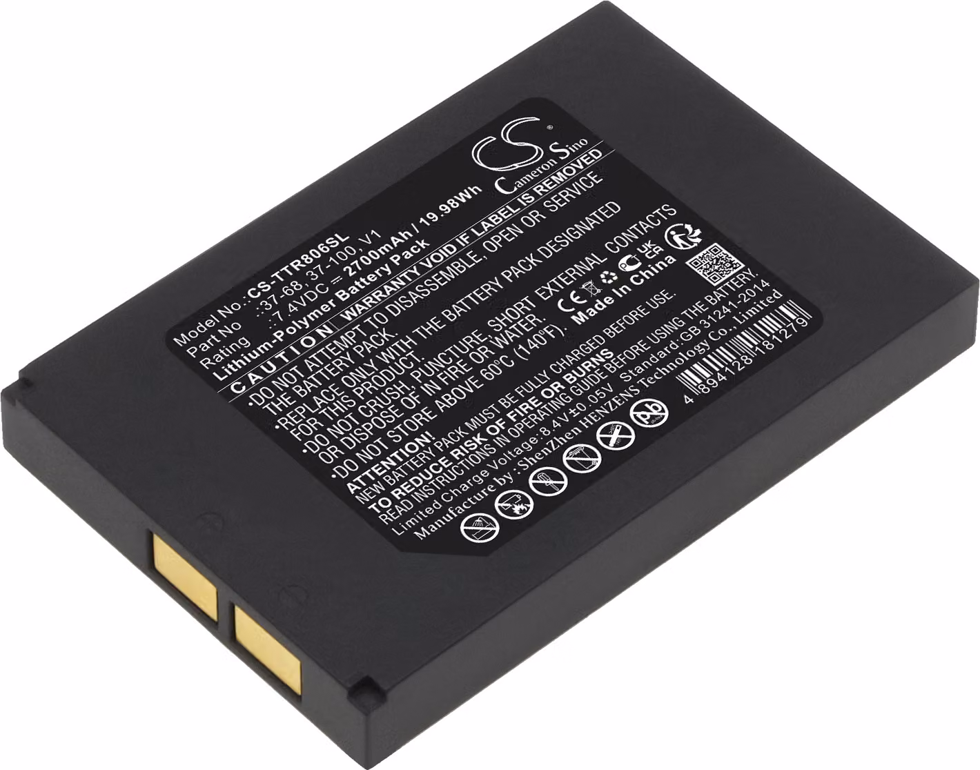 TECHTEK Batteria compatibile con [Triplett] 8066, CamView IP Pro-8W HD CCTV Tester sostituisce 37-100, per 37-68, per V1