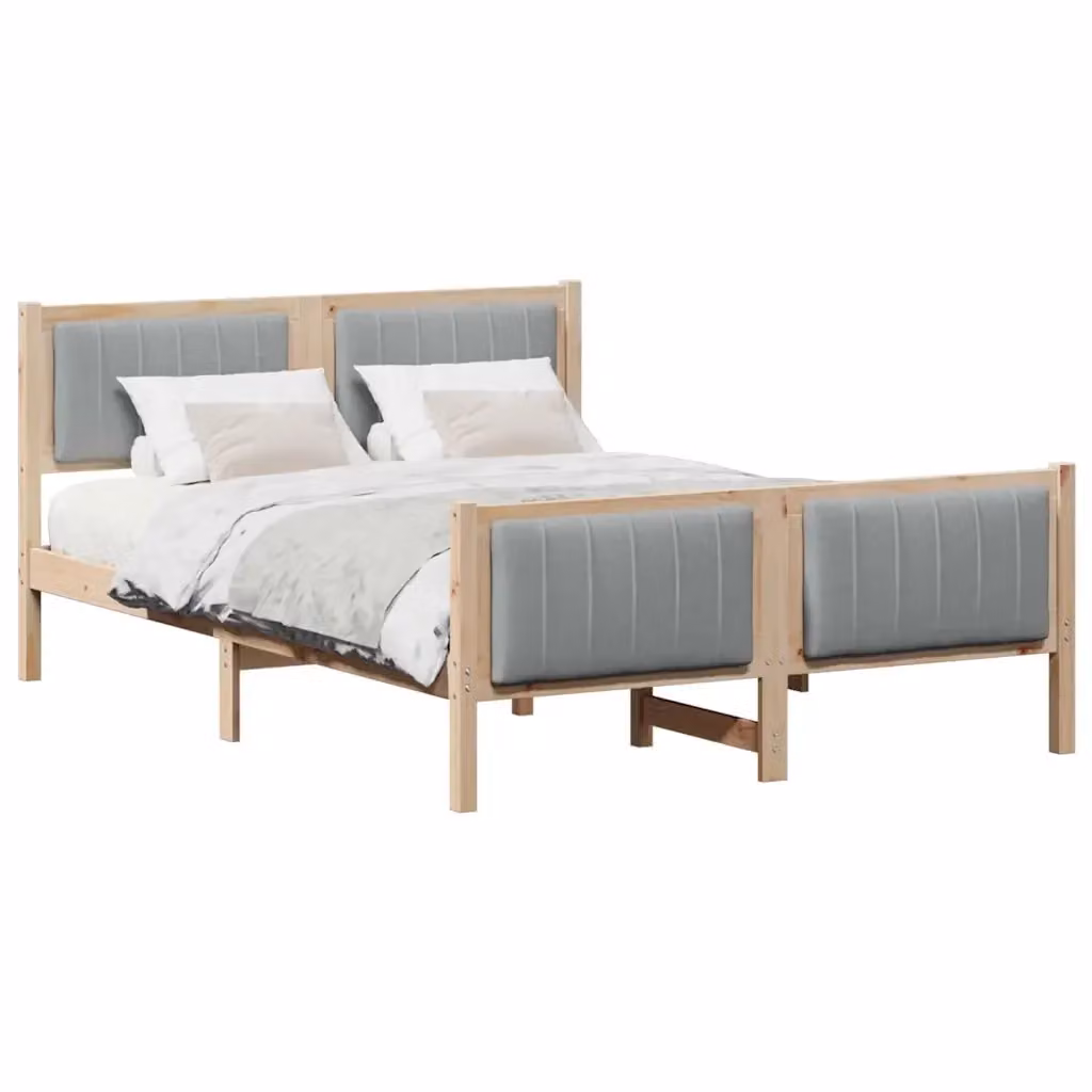 Struttura del letto moderna vidaXL in legno di pino, marrone e grigio, L 140 x P 190 cm – 2