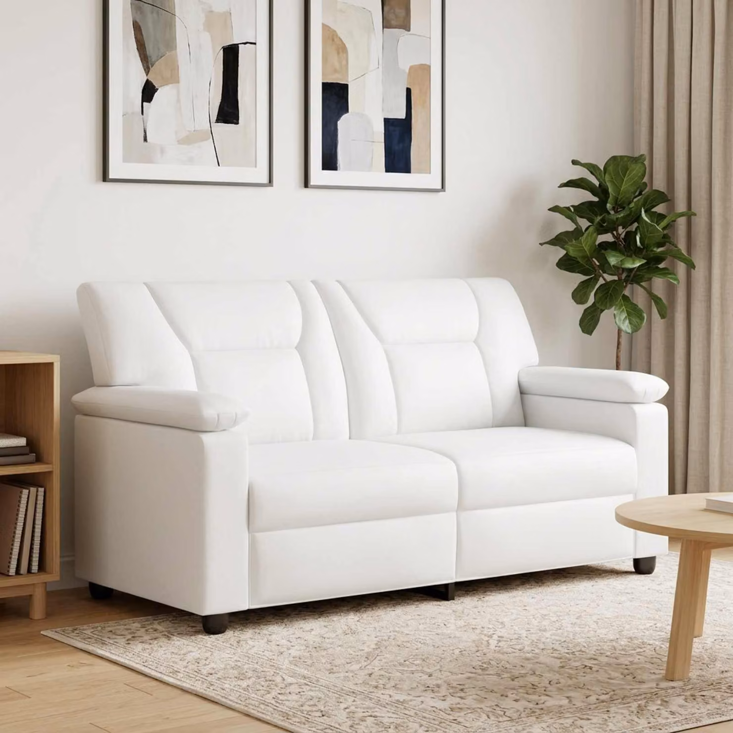 Divano moderno vidaXL in similpelle bianco per soggiorno L: 171 cm, P: 85 cm, H: 93 cm