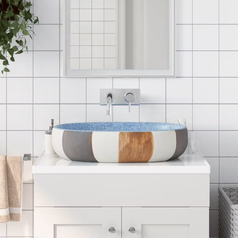 Lavabo da appoggio ovale vidaXL in ceramica multicolore L: 59 cm, P: 40 cm, H: 14 cm
