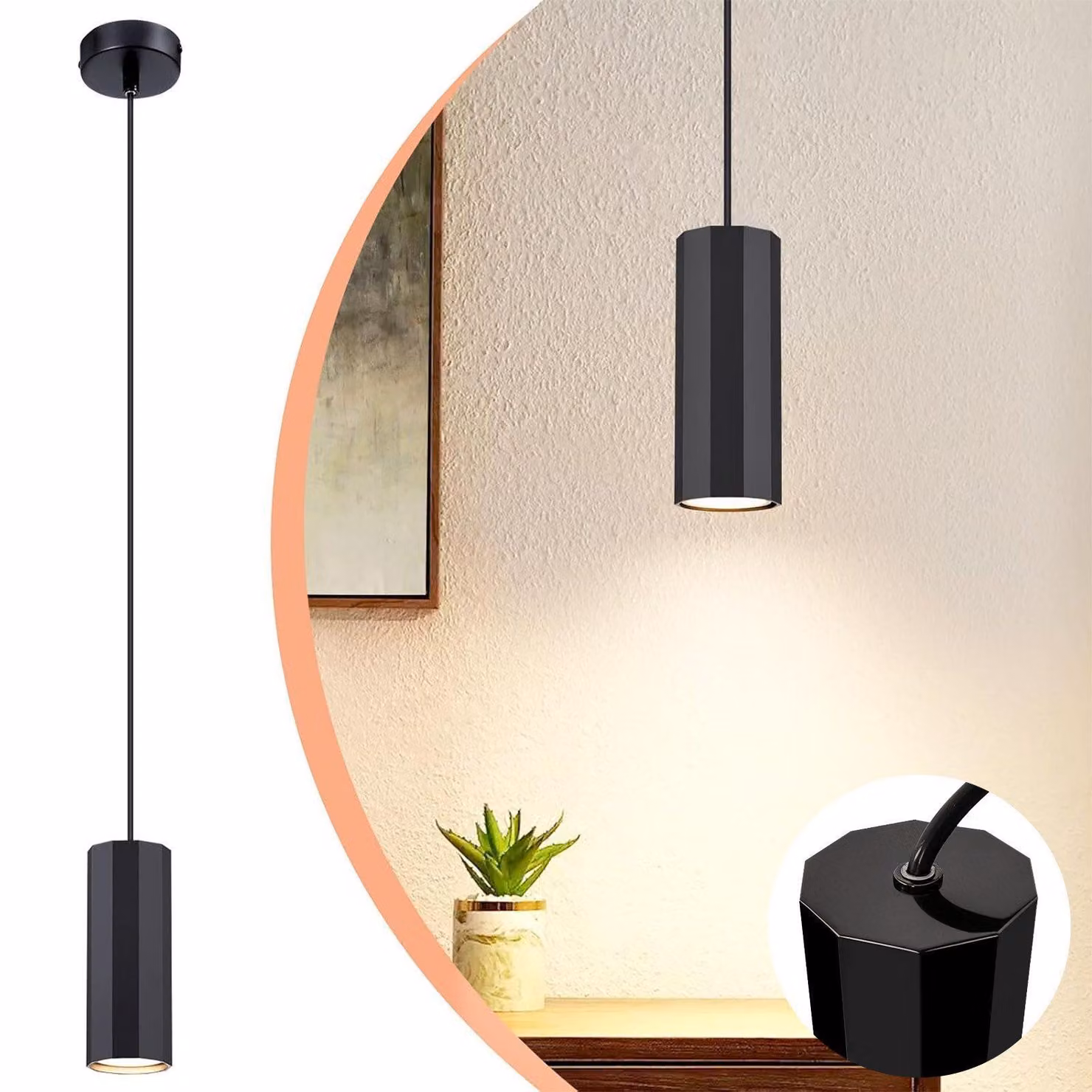 ZMH luce a sospensione metallo nero 1 fiamma lampada a sospensione lampada a sospensione GU10 moderno industriale luce a sospensione per soggiorno sala da pranzo cucina camera da letto