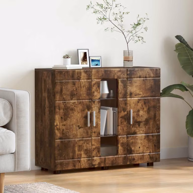 Armadio moderno vidaXL in legno rovere fumé marrone con ante e ripiani interni