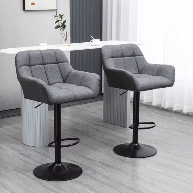 Set di 2 sgabelli da bar regolabili e girevoli grigi 57,5 x 52,5 x 114 cm