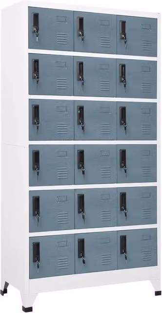 Armadio a casellari moderno design contemporaneo ufficio 90 x 40 x 180 cm in acciaio grigio chiaro 02_0047044
