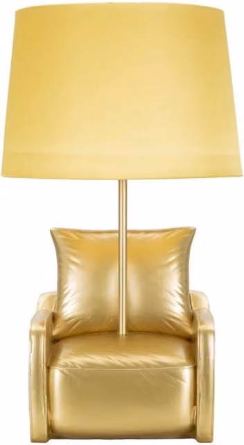 Lampada da comodino Midcentury Mauro Ferretti gialla e oro, ø 26 cm x H 46 cm