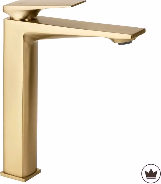 Rubinetto da lavabo monocomando Rea Prime in ottone spazzolato color oro – 1