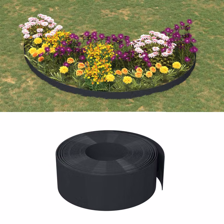 Set di 4 bordure da giardino vidaXL in polietilene nere, lunghezza totale 40 m, altezza: 20 cm